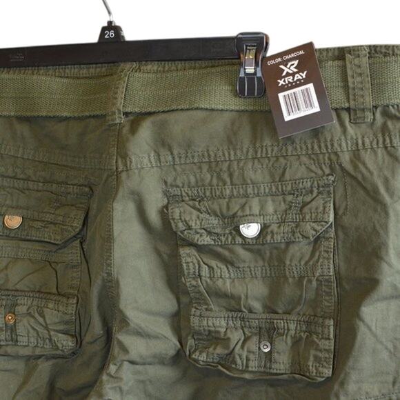 X-RAY Men's Belted Snap Detail Cargo Shorts Olive, Size 38 - Picture 5 of 5